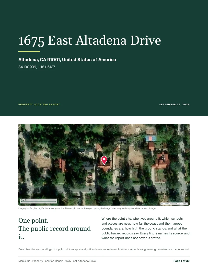 Sample Property Location Report, page 1